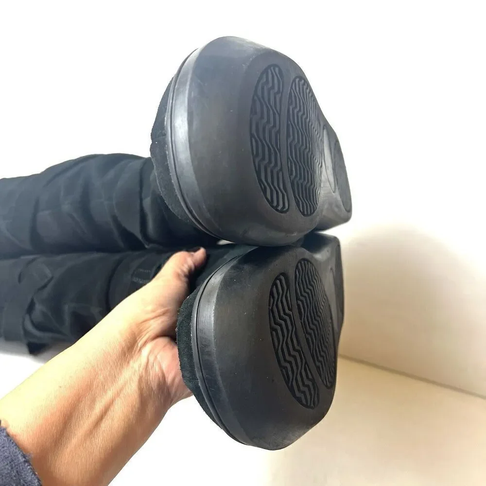 BDG Knee High Women's 7.5 M Casual Boots Black Suede Pull On Slouch Wrap Straps